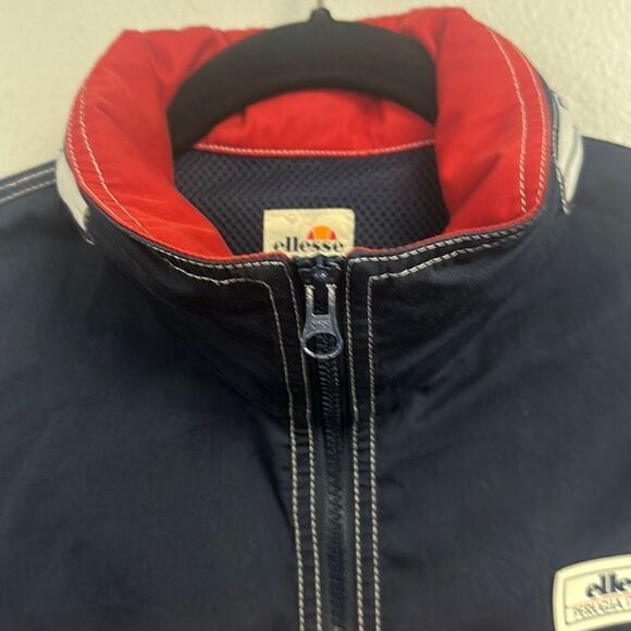 Vintage 90s Ellesse Perugia Italia Men's Navy Blue & Red Windbreaker Size S - Picture 5 of 11